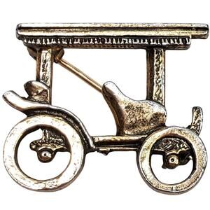 Vintage Unsigned Gold Tone Car Carriage Tiny Scatter Pin